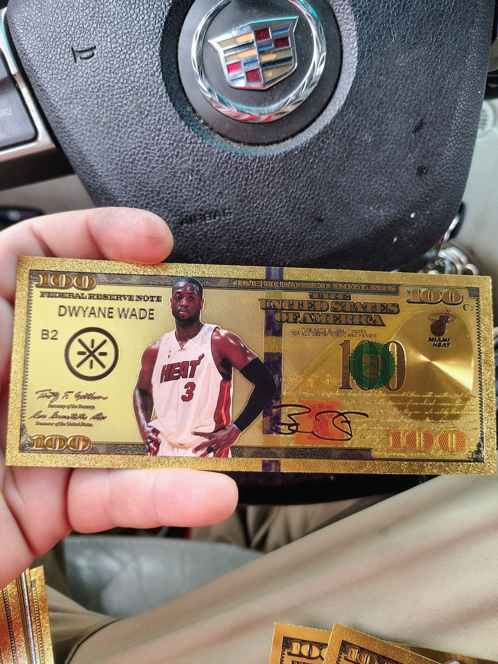 Dwyane Wade Gold Novelty $100 Bill - Miami Heat Collectible